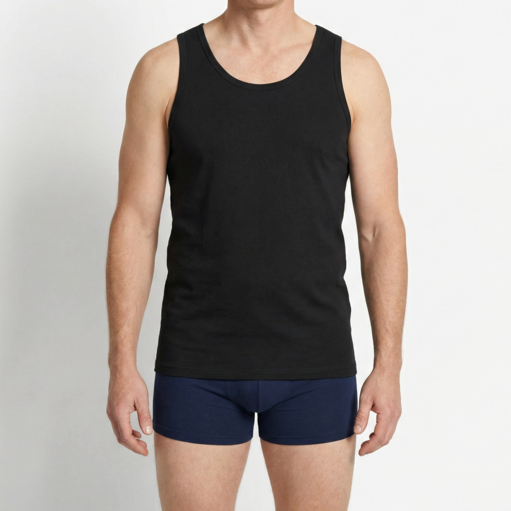 Beeren Heren Singlet Green Comfort Zwart 2-Pack - gedragen