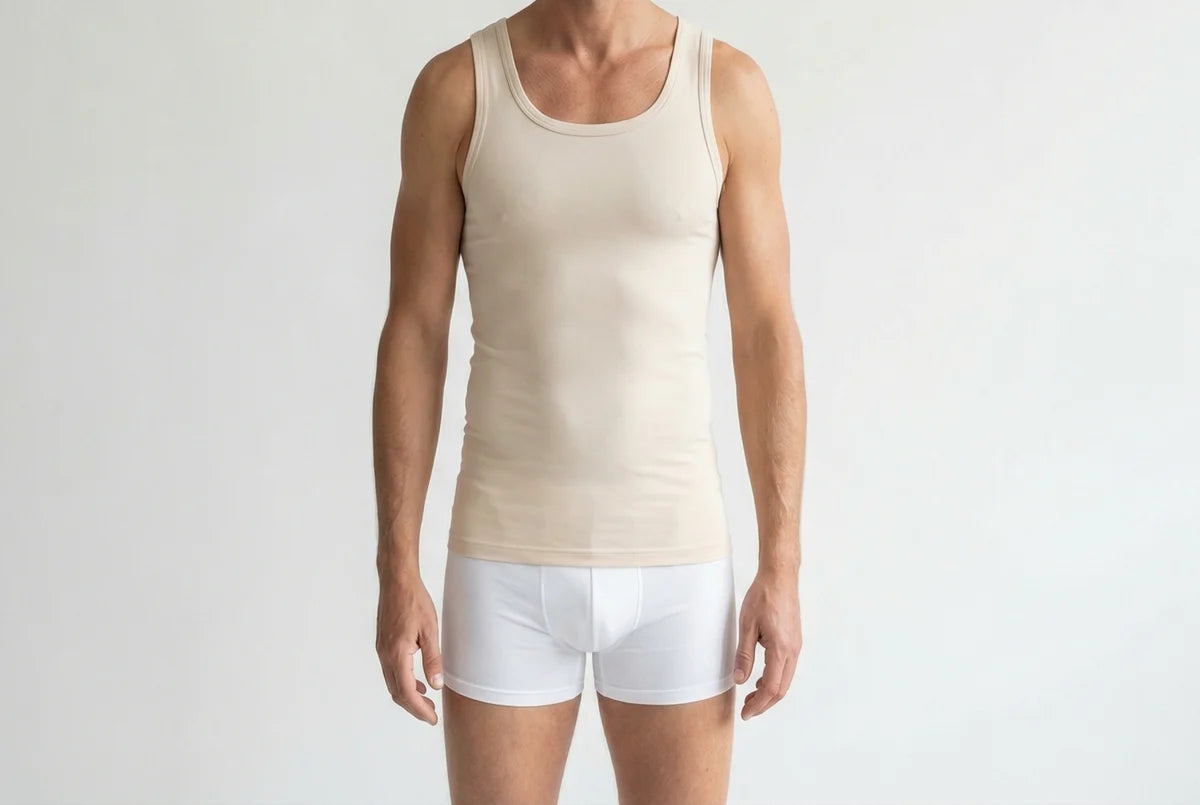 Beeren Heren Singlet M3000 Huidskleur 2-Pack - gedragen