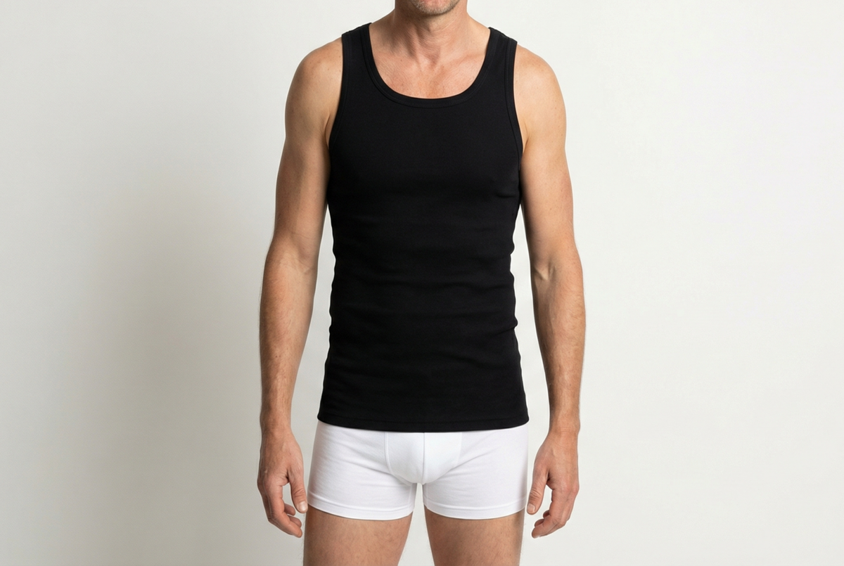 Beeren Heren Singlet M3000 Zwart 2-Pack - gedragen