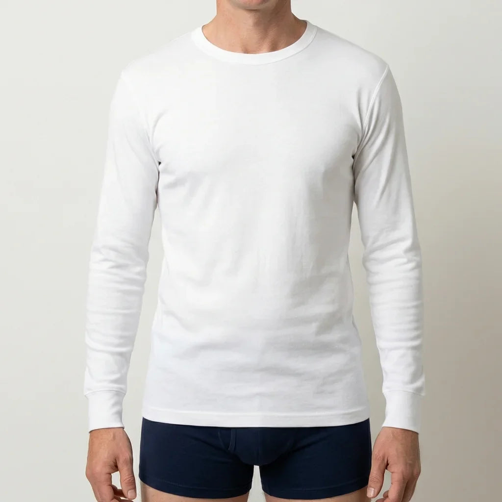 Beeren Heren T-Shirt Lange Mouw M3000 Wit voordeelpack - gedragen