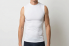 Beeren Heren Extra Lang Mouwloos Shirt Wit 2- Pack - gedragen