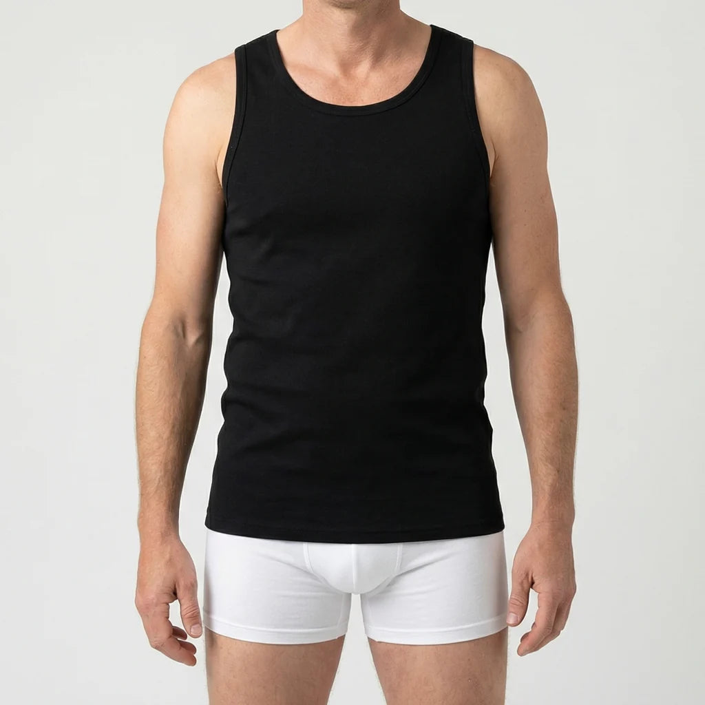 Beeren Heren Singlet Comfort Feeling Zwart 2-Pack - gedragen