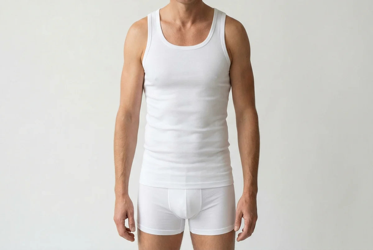 Beeren Heren Singlet M3000 Wit 2-Pack - gedragen